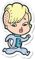 sticker of a cartoon surprised girl png