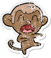 distressed sticker of a shouting cartoon monkey dancing png