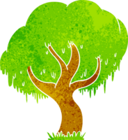 hand drawn retro cartoon doodle of a green tree png