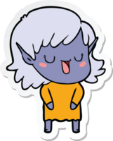 pegatina de una niña elfa de dibujos animados png