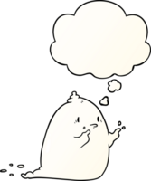 cartoon spooky ghost with thought bubble in smooth gradient style png