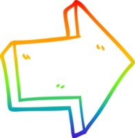 rainbow gradient line drawing of a cartoon red arrow png