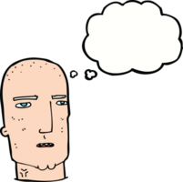 cartoon bald tough guy with thought bubble png