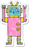 distressed sticker of a cute cartoon robot png