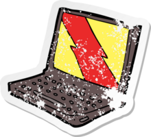 retro distressed sticker of a cartoon laptop computer png