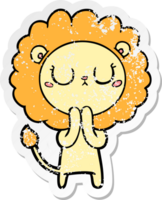 distressed sticker of a cartoon lion png