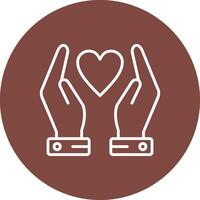 Hands Holding Heart Line Multi Circle Icon vector