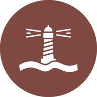Lighthouse Glyph Multi Circle Icon vector