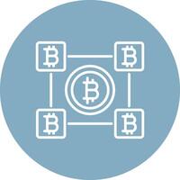 bitcoin bloques línea multi circulo icono vector