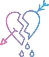 Broken Heart Line Gradient Icon Design vector