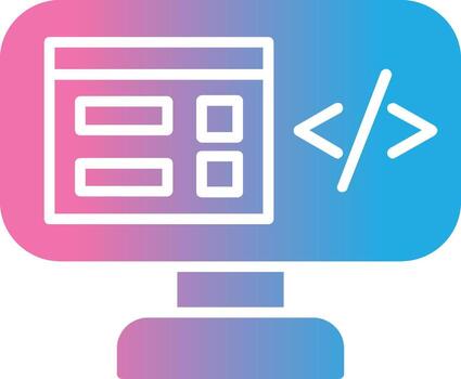 programa codificación glifo degradado icono diseño vector
