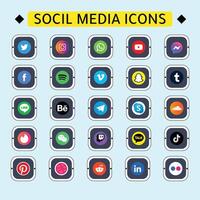 Social media icons set with facebook instagram twitter tiktok youtube logos 2024 vector