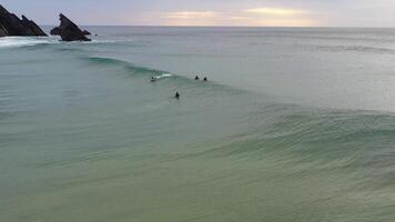 Aerial view of wave on the beach with sand and turquoise waves video