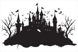 Halloween witch house silhouette design pro vector