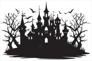Halloween witch house silhouette design free vector
