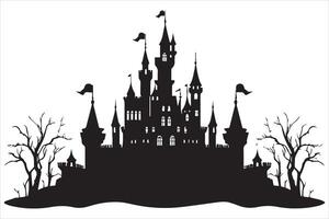 Halloween witch house silhouette design pro vector