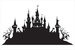 Halloween witch house black silhouette free vector