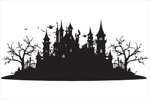 Halloween witch house silhouette free vector