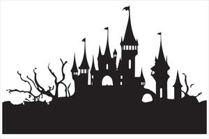 Halloween witch house silhouette free vector