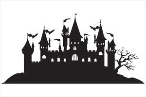 Halloween witch house silhouette pro vector