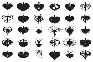 Hearts silhouette icon bundle collection free vector