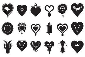 Hearts silhouette icon bundle collection pro vector