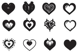 Hearts silhouette icon bundle collection free vector