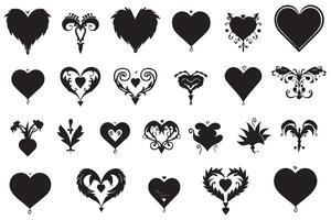 Hearts silhouette icon bundle collection pro vector