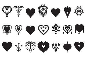 bundle of hearts love set icons silhouette illustration design free vector