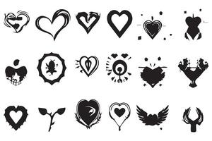 bundle of hearts love set icons silhouette illustration design pro vector