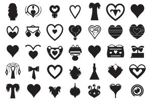 bundle of hearts love set icons silhouette illustration design pro vector