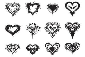 bundle of hearts love set icons silhouette illustration design free vector