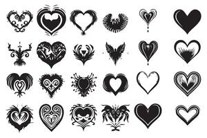 bundle of hearts love set icons silhouette illustration design pro vector