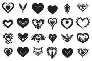 Hearts silhouette icon bundle collection pro vector