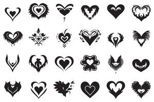 Hearts silhouette icon bundle collection pro vector