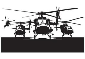 militar helicóptero silueta Pro paquete vector