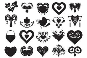 Hearts silhouette icon bundle collection pro vector