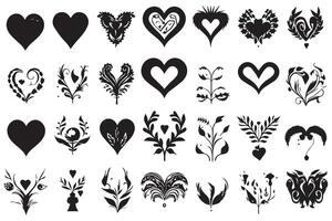 Hearts silhouette icon bundle collection pro vector