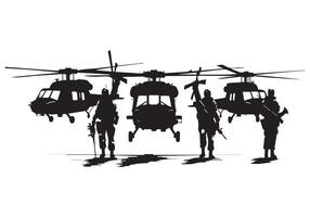 militar helicóptero silueta Pro paquete vector