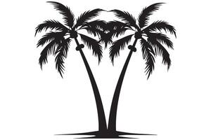 Silhouette of palm trees White background free design vector