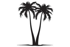 Silhouette of palm trees White background free design vector