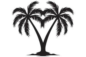 Silhouette of palm trees White background free design vector
