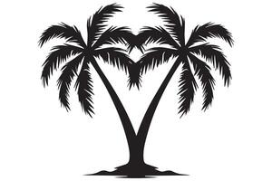 Silhouette of palm trees White background free design vector