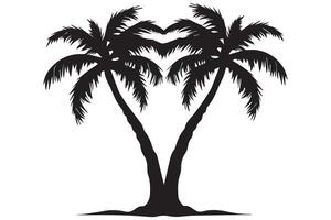 Silhouette of palm trees White background free design vector