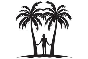 Silhouette of palm trees White background pro design vector