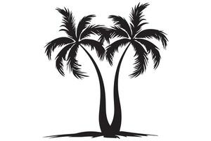 Silhouette of palm trees White background free design vector