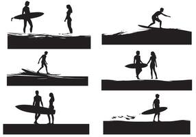 surfboards silhouettes set isolated on white background pro design vector