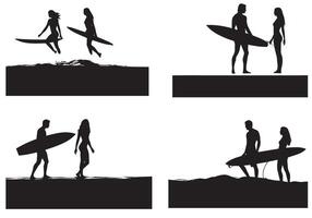 tablas de surf siluetas conjunto aislado en blanco antecedentes Pro diseño vector