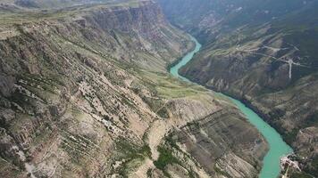 Sulak canyon - the deepest canyon in Europe. Drone view. video