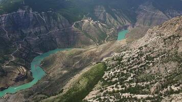 Sulak canyon - the deepest canyon in Europe. Drone view. video